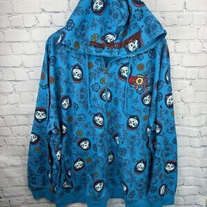 NWOT Disney Coco Hoodie Jacket Blue Miguel Embroidered Lettering Size 2x